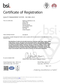 Cover image for Iso 9001 righton blackburns limited